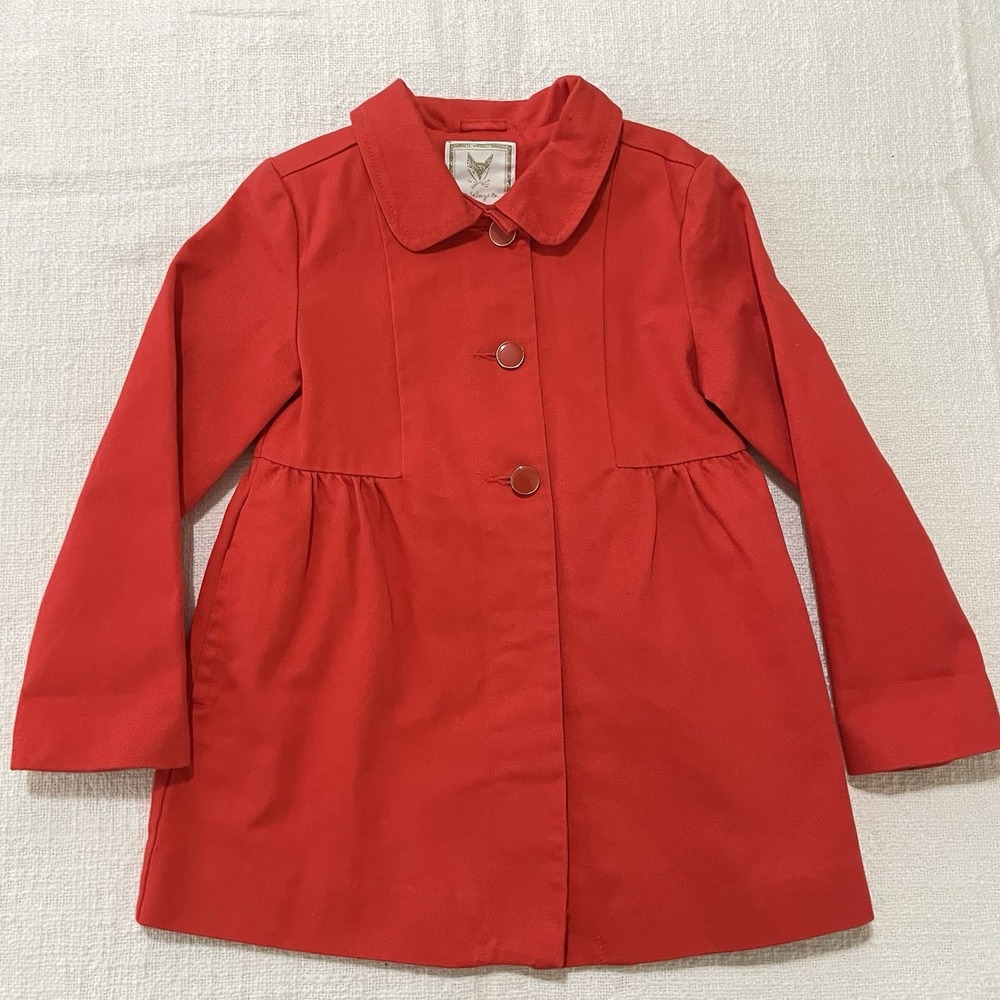 Gymboree Orange Red Holidays Christmas Rain Jacket Girls Small 5/6 School